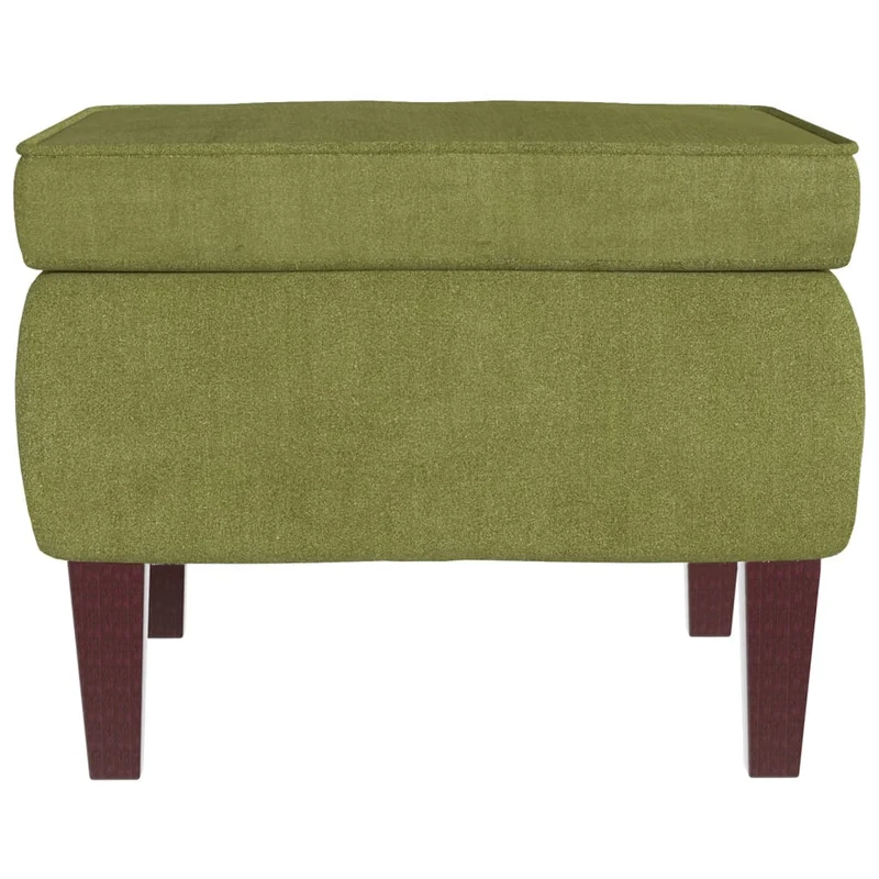Tabouret assise avec pieds en bois tissu velours vert clair DEC026323