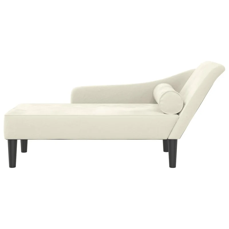 Méridienne chaise longue pour intérieur avec coussins crème velours crème DEC026071