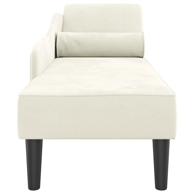 Méridienne chaise longue pour intérieur avec coussins crème velours crème DEC026071