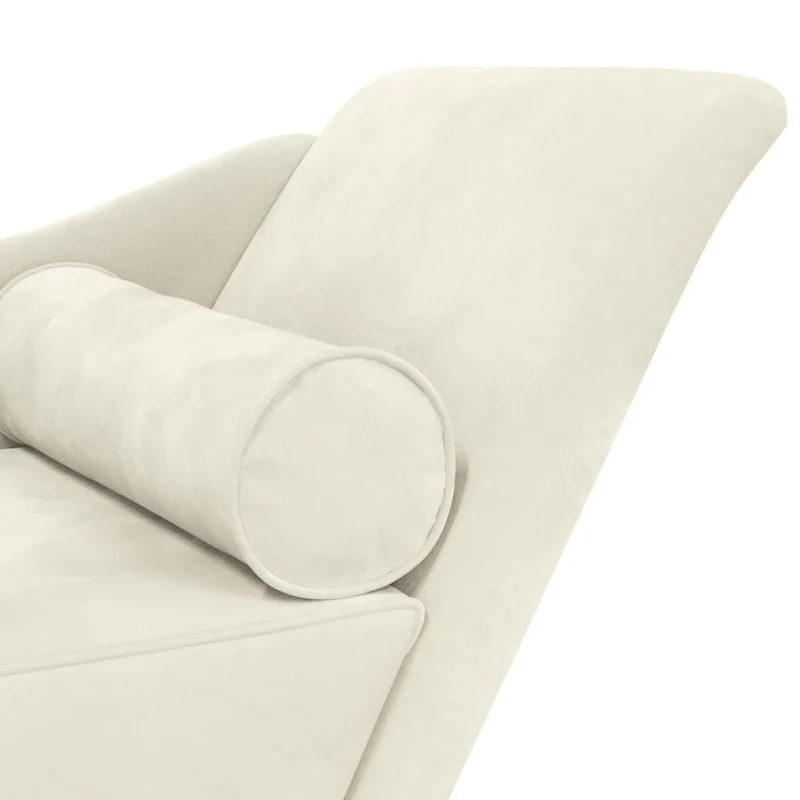 Méridienne chaise longue pour intérieur avec coussins crème velours crème DEC026071