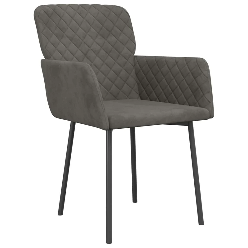 Set de 2 chaises de salle à manger en tissu velours gris foncé DEC025527