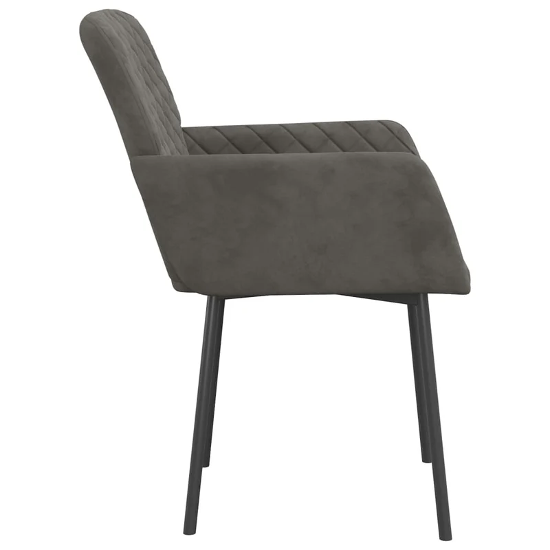 Set de 2 chaises de salle à manger en tissu velours gris foncé DEC025527