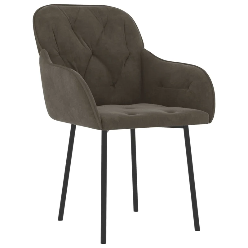Set de 2 chaises de salle à manger en tissu velours gris et métal DEC025528