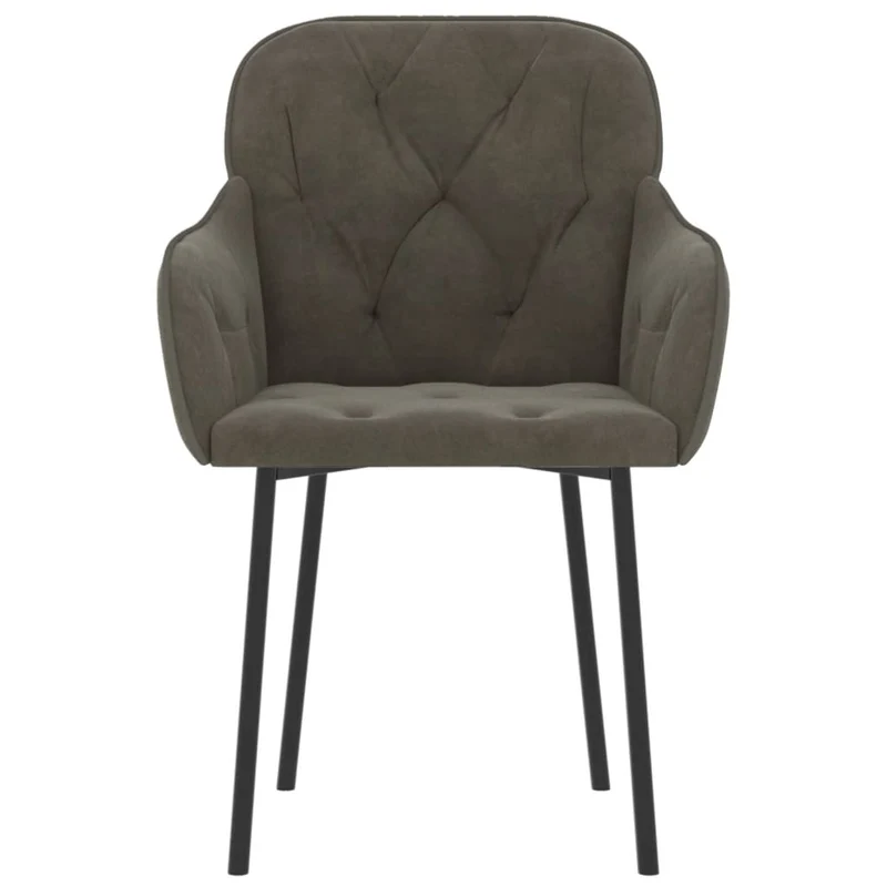 Set de 2 chaises de salle à manger en tissu velours gris et métal DEC025528