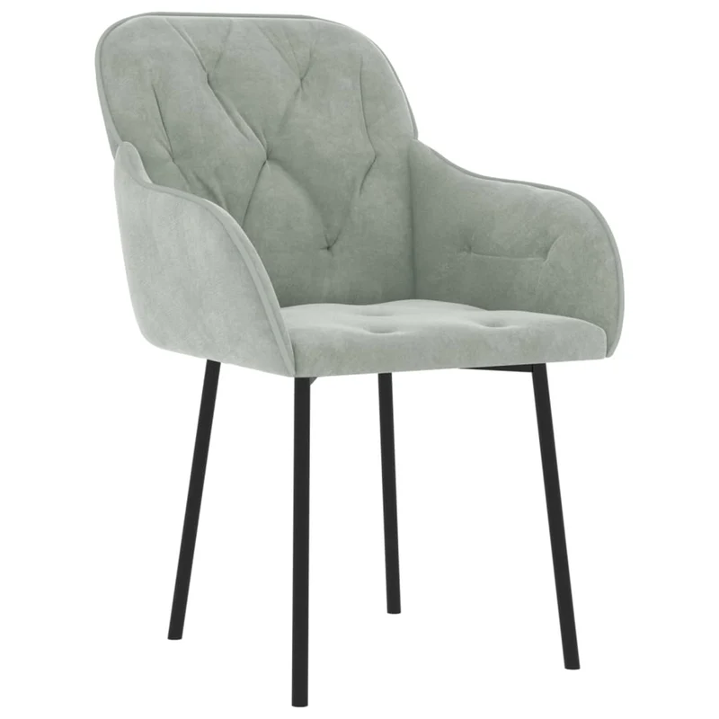 Set de 2 chaises de salle à manger en tissu velours gris clair et métal DEC025517