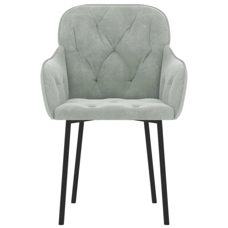 Set de 2 chaises de salle à manger en tissu velours gris clair et métal DEC025517