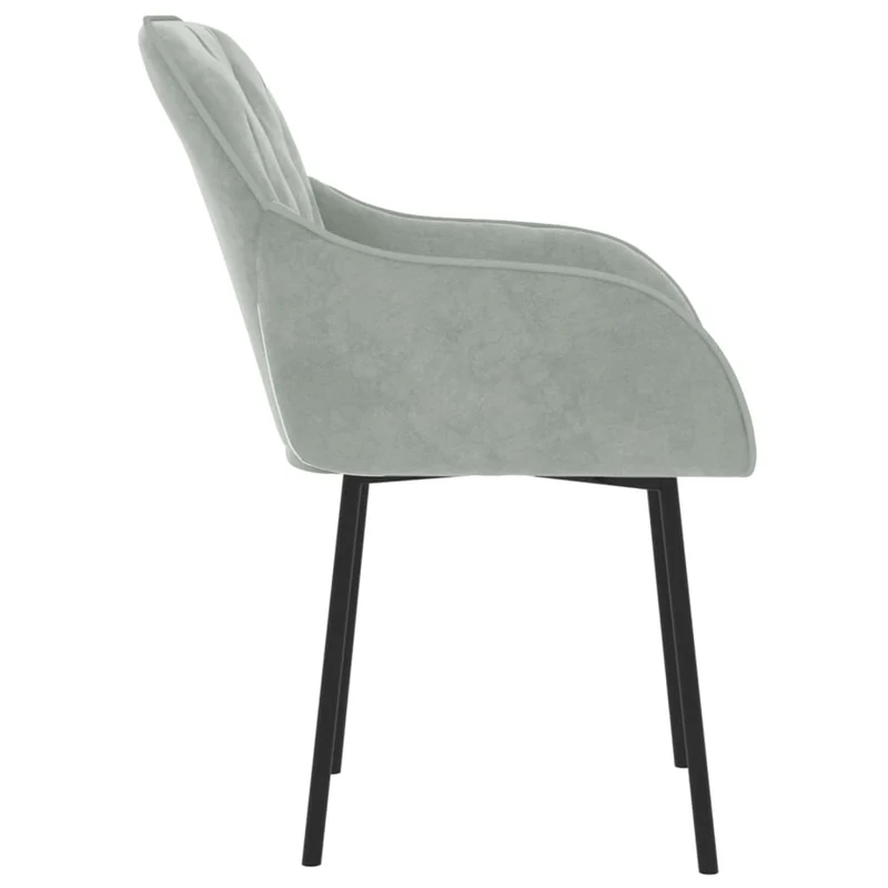 Set de 2 chaises de salle à manger en tissu velours gris clair et métal DEC025517
