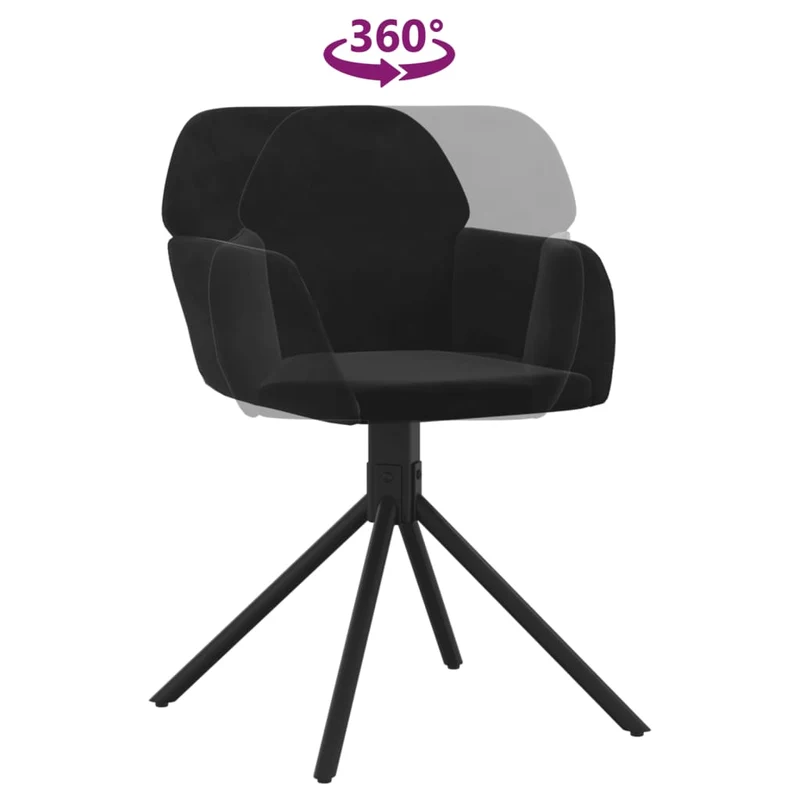 Lot de 2 chaises de salle à manger siège pivotant en velours noir et métal DEC025289