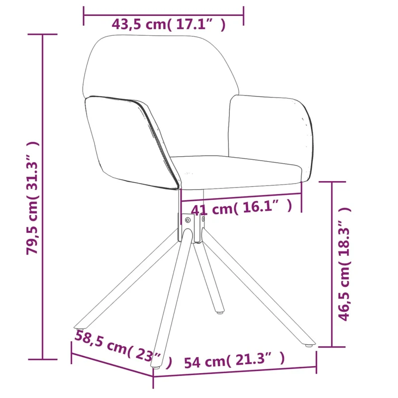 Lot de 2 chaises de salle à manger siège pivotant en velours noir et métal DEC025289