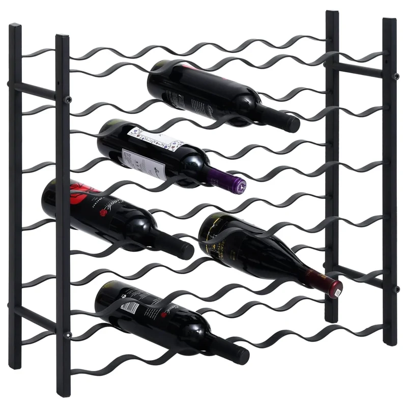 Casier range bouteilles étagère de rangement vin pour 36 bouteilles en fer noir DEC024320