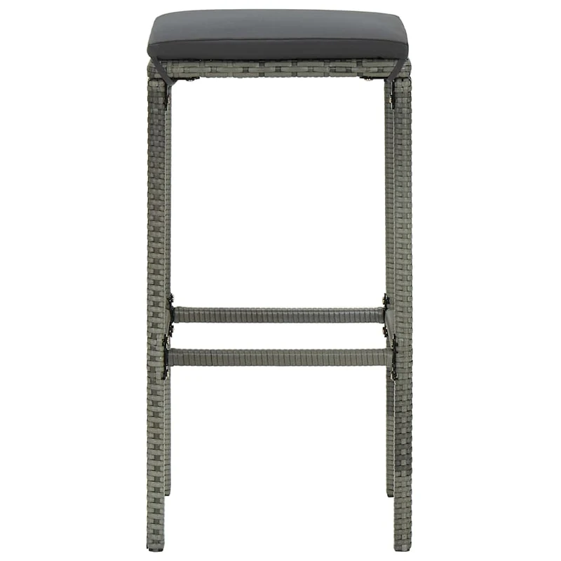 Lot de 3 tabourets de bar avec coussins anthracite et résine tressée gris et acier DEC029577