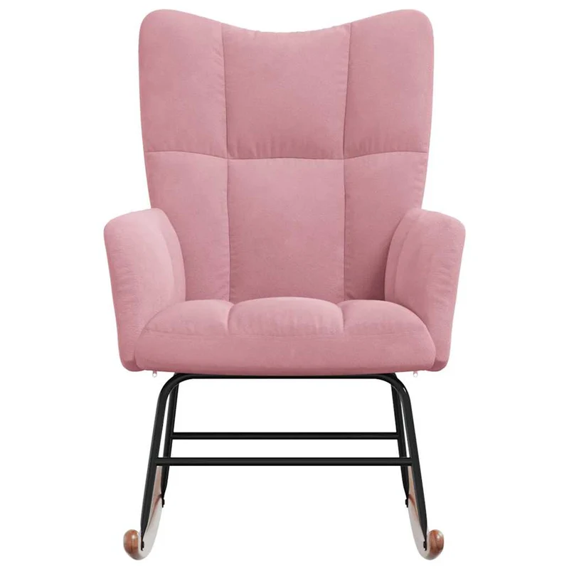 Fauteuil à bascule d'allaitement rembourré relax pour salon en velours rose DEC029071