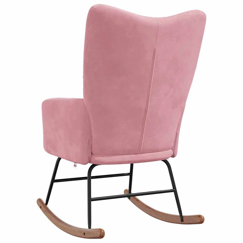 Fauteuil à bascule d'allaitement rembourré relax pour salon en velours rose DEC029071