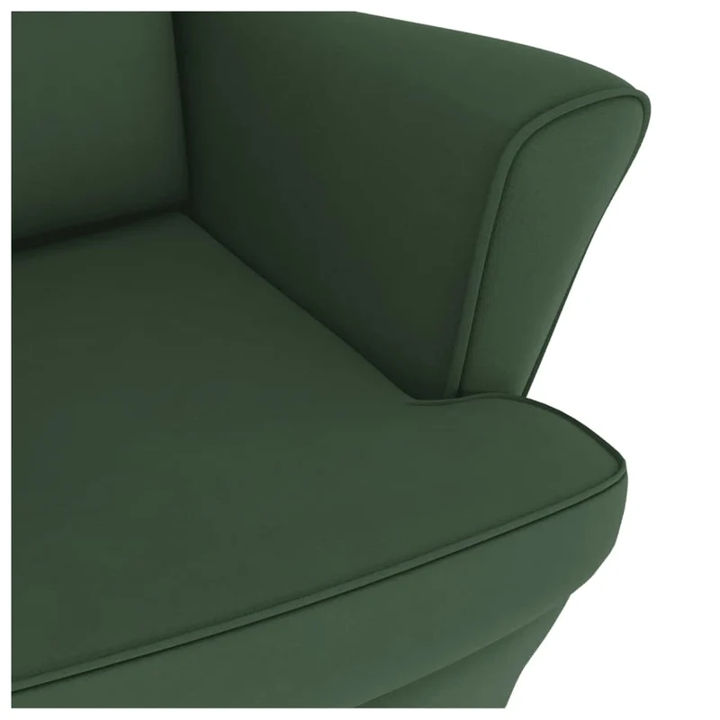 Fauteuil à bascule d'allaitement rembourré relax pour salon avec pieds en bois et repose-pieds tissu vert foncé DEC028770