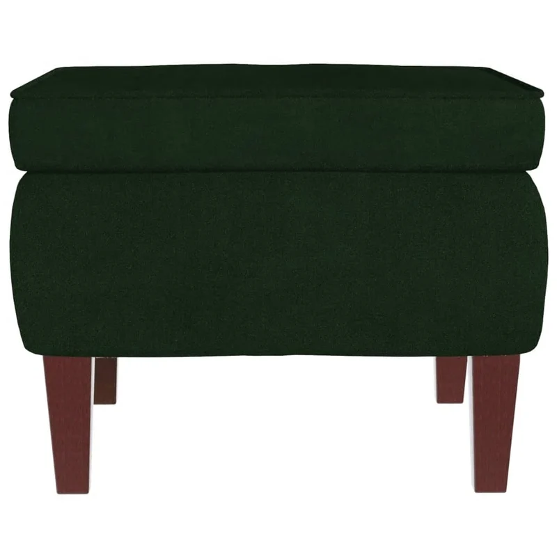 Fauteuil à bascule d'allaitement rembourré relax pour salon avec pieds en bois et repose-pieds tissu vert foncé DEC028770