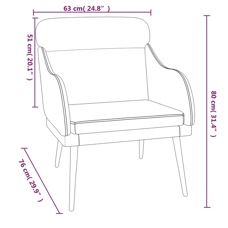 Fauteuil lounge design et moderne 63 x 76 x 80 cm velours noir et métal DEC028649