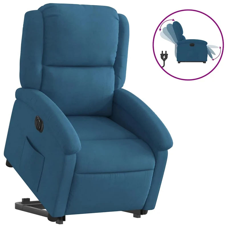 Fauteuil relax TV fonction de levage électrique très confortable en velours bleu DEC028241