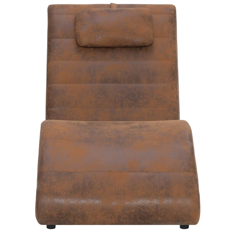 Méridienne chaise longue pour intérieur avec oreiller en PVC aspect daim brun DEC026110