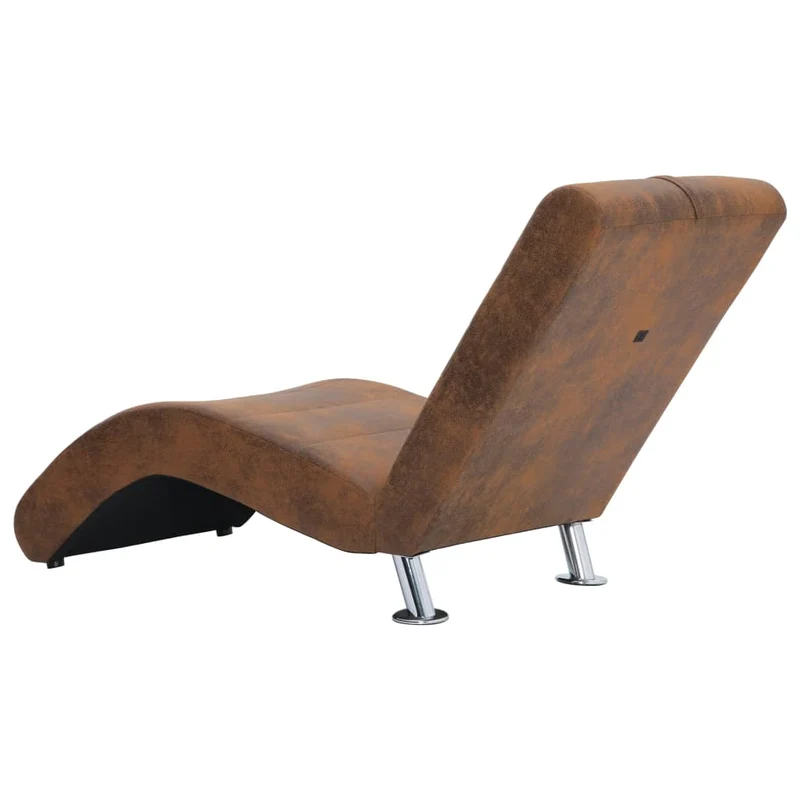 Méridienne chaise longue pour intérieur avec oreiller en PVC aspect daim brun DEC026110