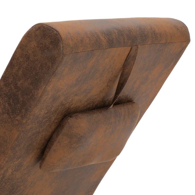 Méridienne chaise longue pour intérieur avec oreiller en PVC aspect daim brun DEC026110