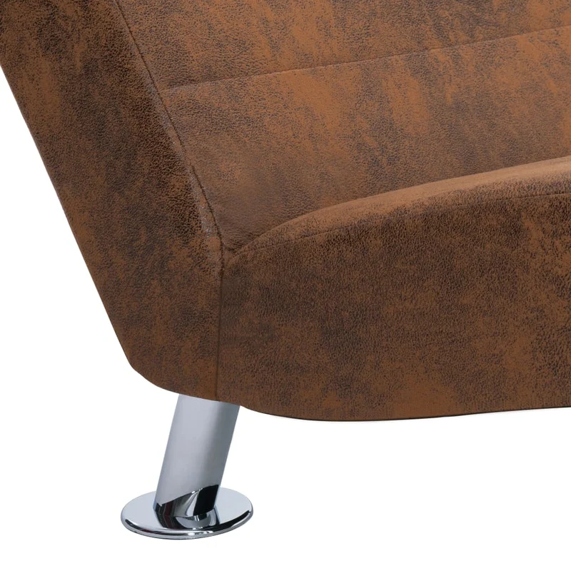 Méridienne chaise longue pour intérieur avec oreiller en PVC aspect daim brun DEC026110