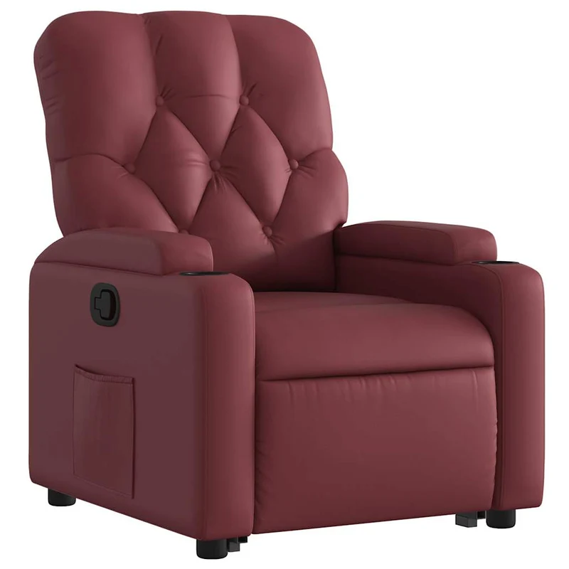 Fauteuil relax TV rembourrage confortable fonction de levage électrique en PVC rouge bordeaux DEC028133
