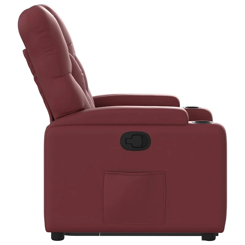 Fauteuil relax TV rembourrage confortable fonction de levage électrique en PVC rouge bordeaux DEC028133