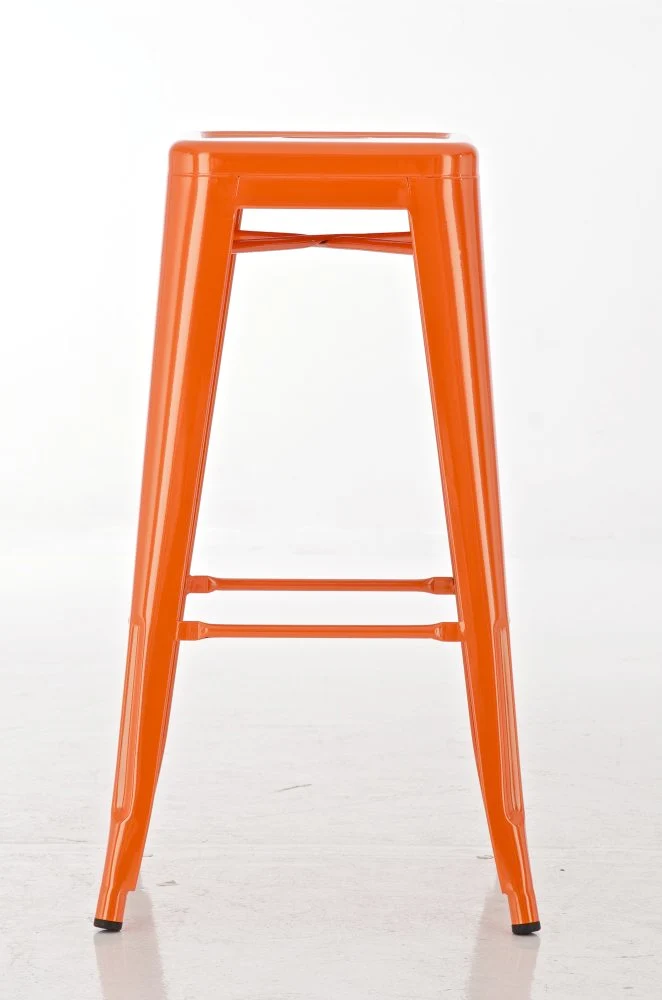Lot de 2 tabourets de bar style industriel en métal avec repose-pieds orange TDB10120