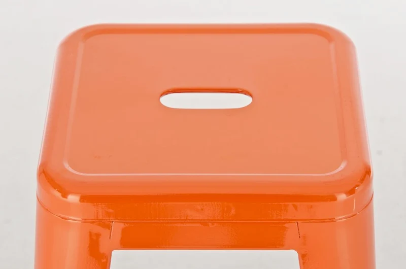 Lot de 2 tabourets de bar style industriel en métal avec repose-pieds orange TDB10120