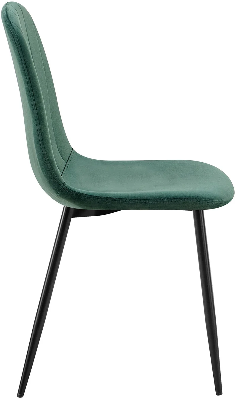 Chaise de salle à manger x1 design moderne coutures verticales velours vert et pieds en métal noir 10_0001983