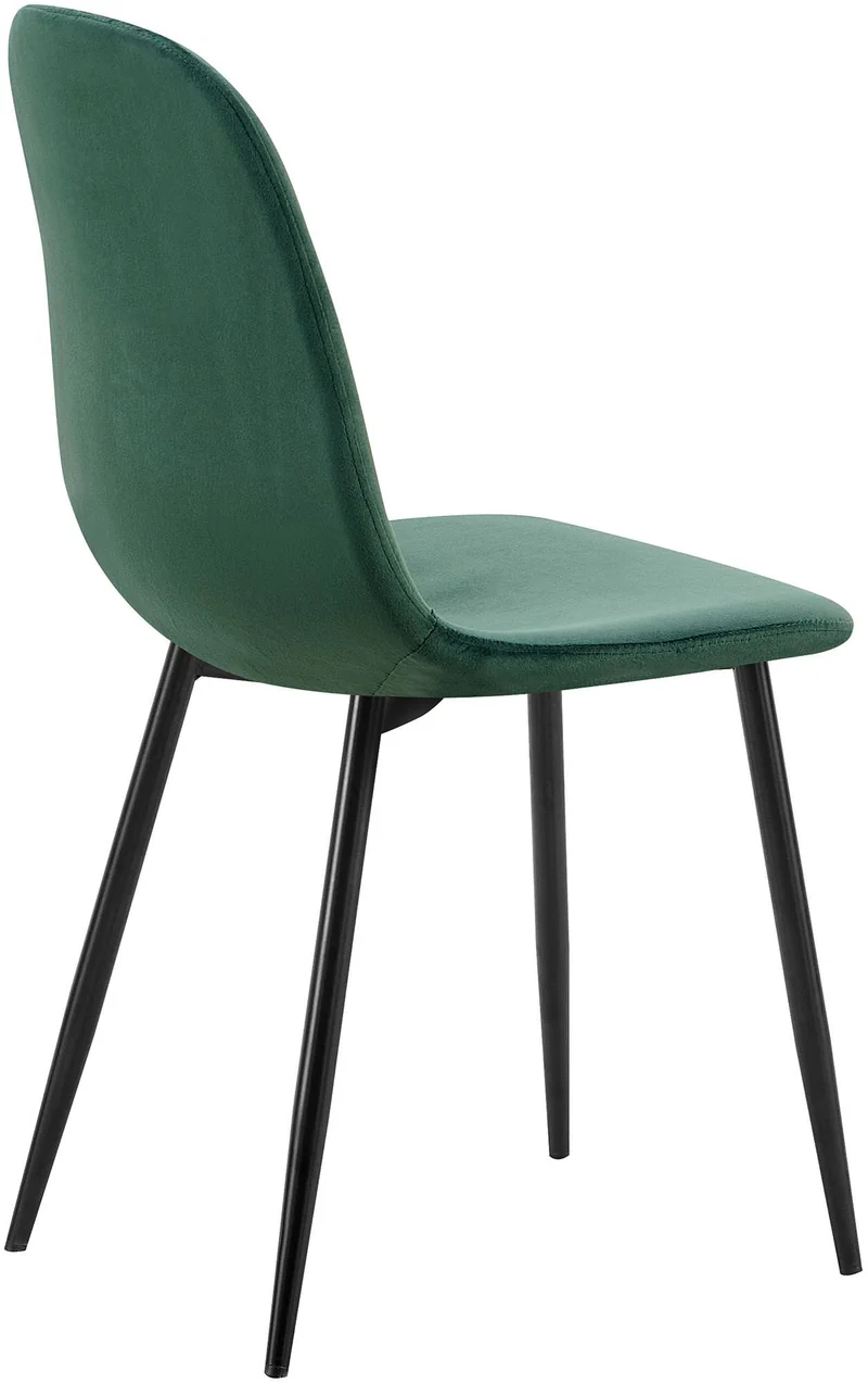 Set de 4 chaises de salle à manger coutures décoratives verticales en tissu vert et pieds métal noir 10_0001753