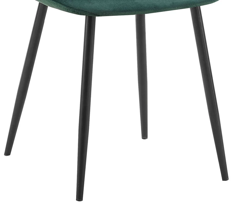 Set de 4 chaises de salle à manger coutures décoratives verticales en tissu vert et pieds métal noir 10_0001753