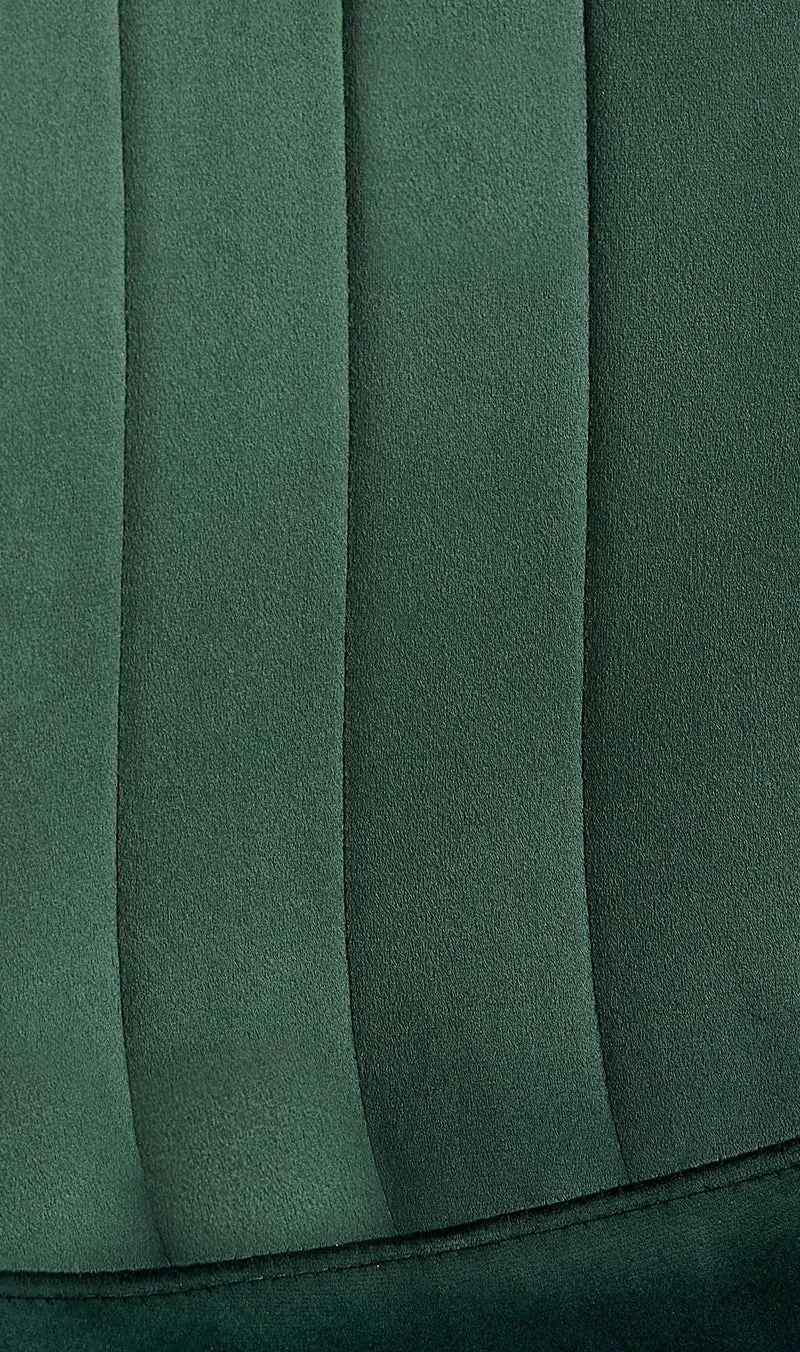 Set de 4 chaises de salle à manger coutures décoratives verticales en tissu vert et pieds métal noir 10_0001753