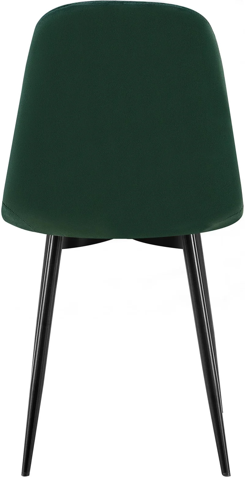 Set de 4 chaises de salle à manger coutures décoratives verticales en tissu vert et pieds métal noir 10_0001753