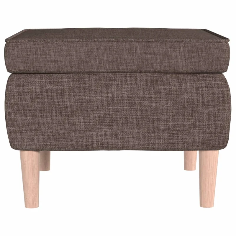 Tabouret assise repose-pieds avec pieds en bois et tissu taupe DEC026321