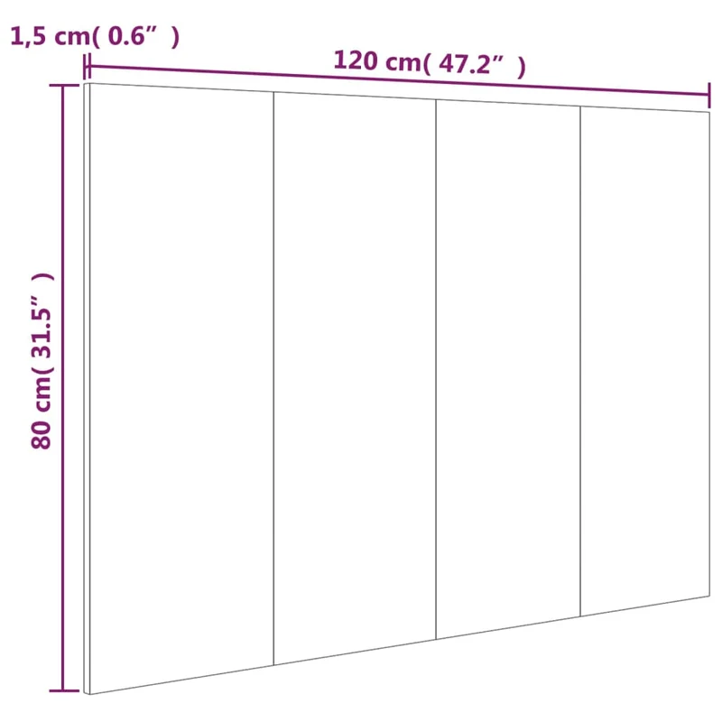 Tête de lit accessoire couchage chambre à coucher meuble 120 x 1,5 x 80 cm MDF gris TDL0203238