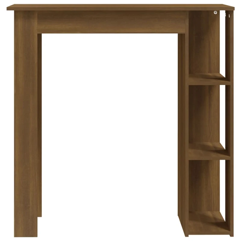 Table d’appoint multifonction table de bar avec étagère en bois d'ingénierie marron DEC036345
