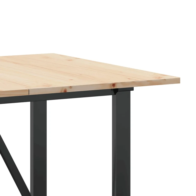 Table de salle à manger design industriel 140 x 80 x 75 cm bois de pin massif et acier DEC036782