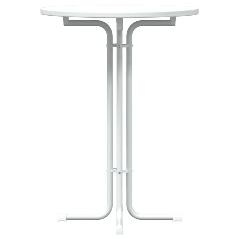 Table haute table d'appoint plateau pliable ø80 x 110 cm bois d'ingénierie et acier blanc DEC036777