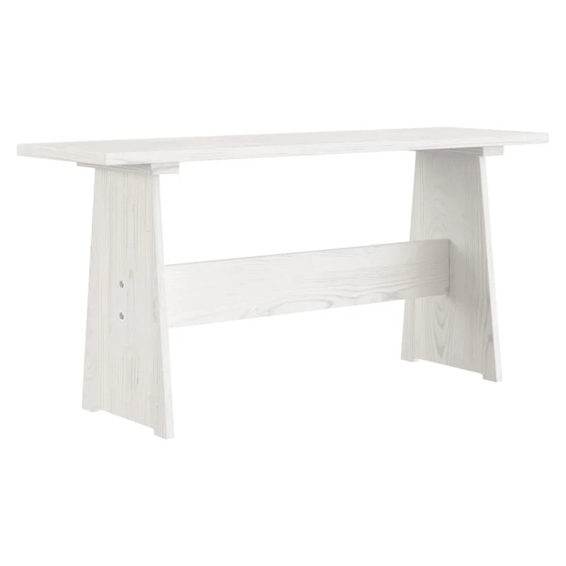 Table de salle à manger design moderne avec banc en bois de pin solide blanc DEC036755