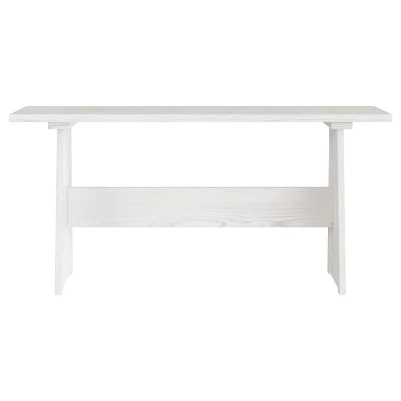 Table de salle à manger design moderne avec banc en bois de pin solide blanc DEC036755