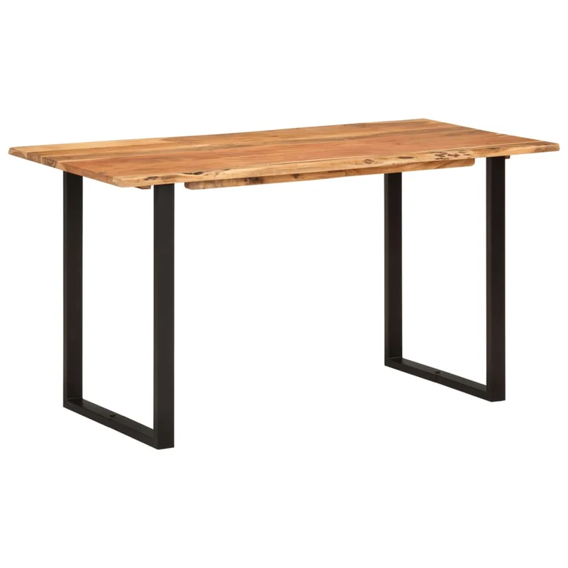 Table de salle à manger design industriel 140 x 70 x 76 cm bois d'acacia et acier DEC036603