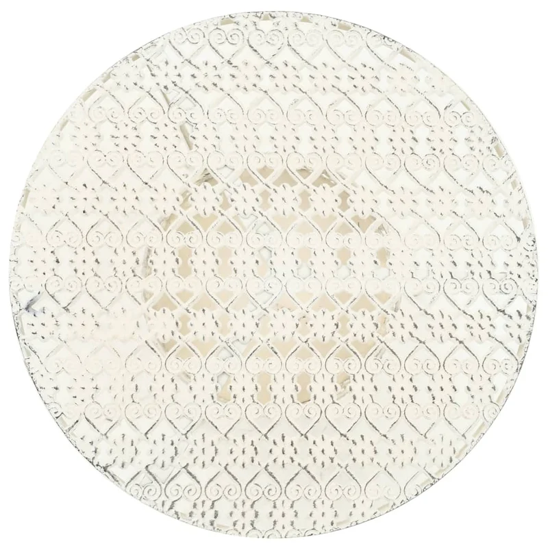 Table d'appoint auxiliaire ronde design style vintage 40 x 70 cm en métal blanc DEC036589