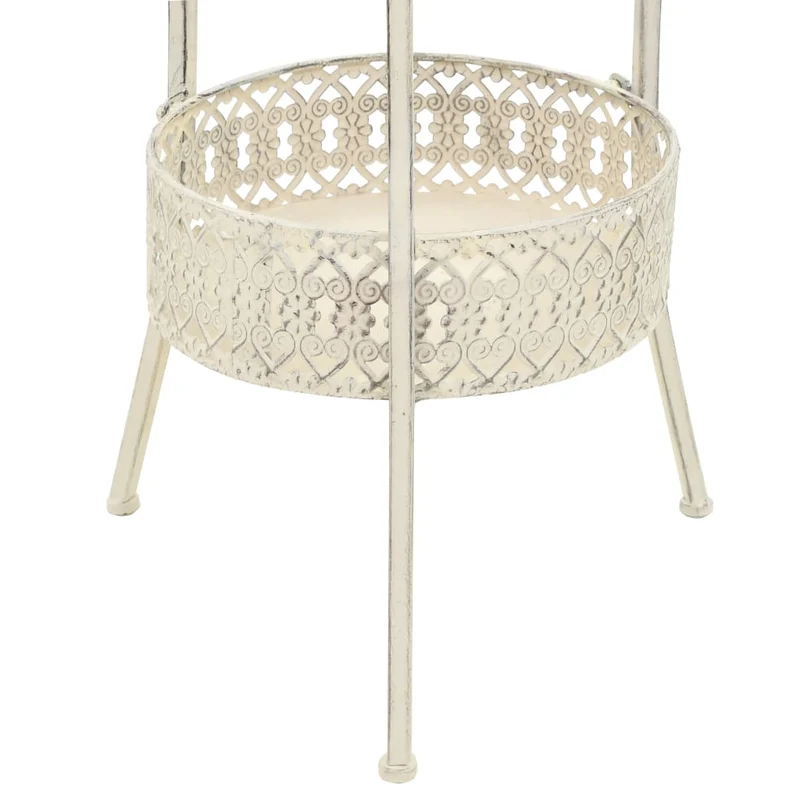 Table d'appoint auxiliaire ronde design style vintage 40 x 70 cm en métal blanc DEC036589