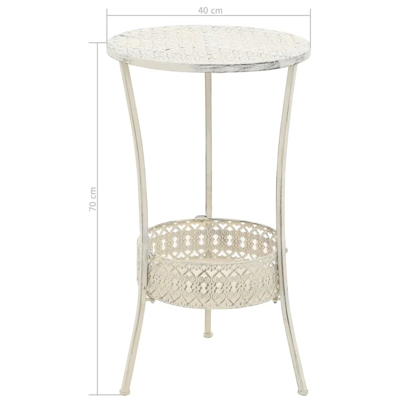 Table d'appoint auxiliaire ronde design style vintage 40 x 70 cm en métal blanc DEC036589