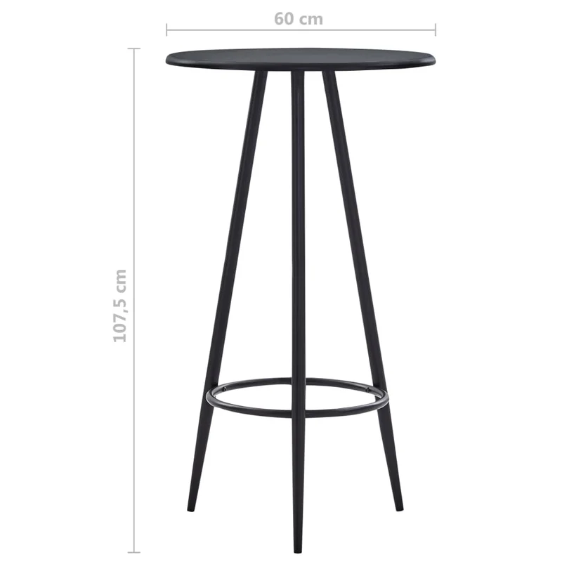 Table d’appoint multifonction table haute 60 x 107,5 cm MDF noir et acier enduit de poudre DEC036490