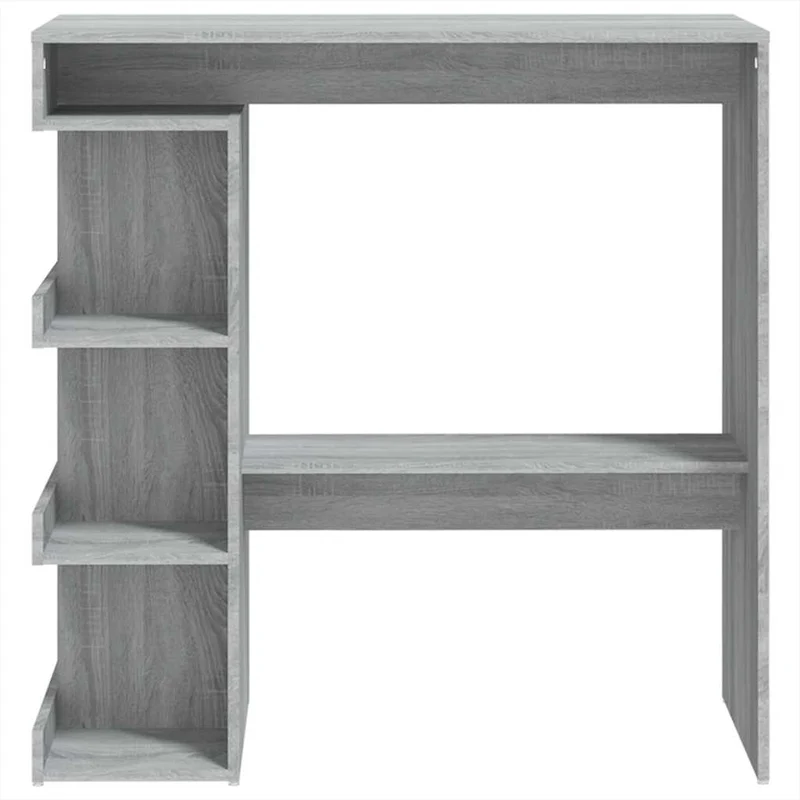 Table d’appoint multifonction table de bar avec étagère de rangement 100 x 50 x 101,5 cm bois d'ingénierie gris DEC036453