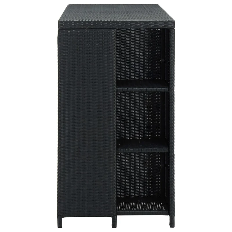 Table d’appoint multifonction table haute avec rangement 120 x 60 x 110 cm résine tressée noir et acier DEC036336