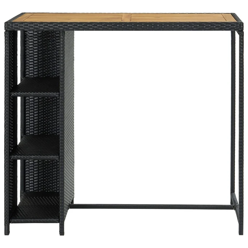 Table d’appoint multifonction avec rangement 120 x 60 x 110 cm résine tressée noir bois et acier DEC036335