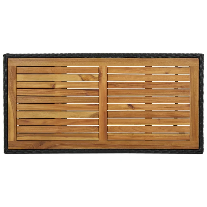 Table d’appoint multifonction avec rangement 120 x 60 x 110 cm résine tressée noir bois et acier DEC036335